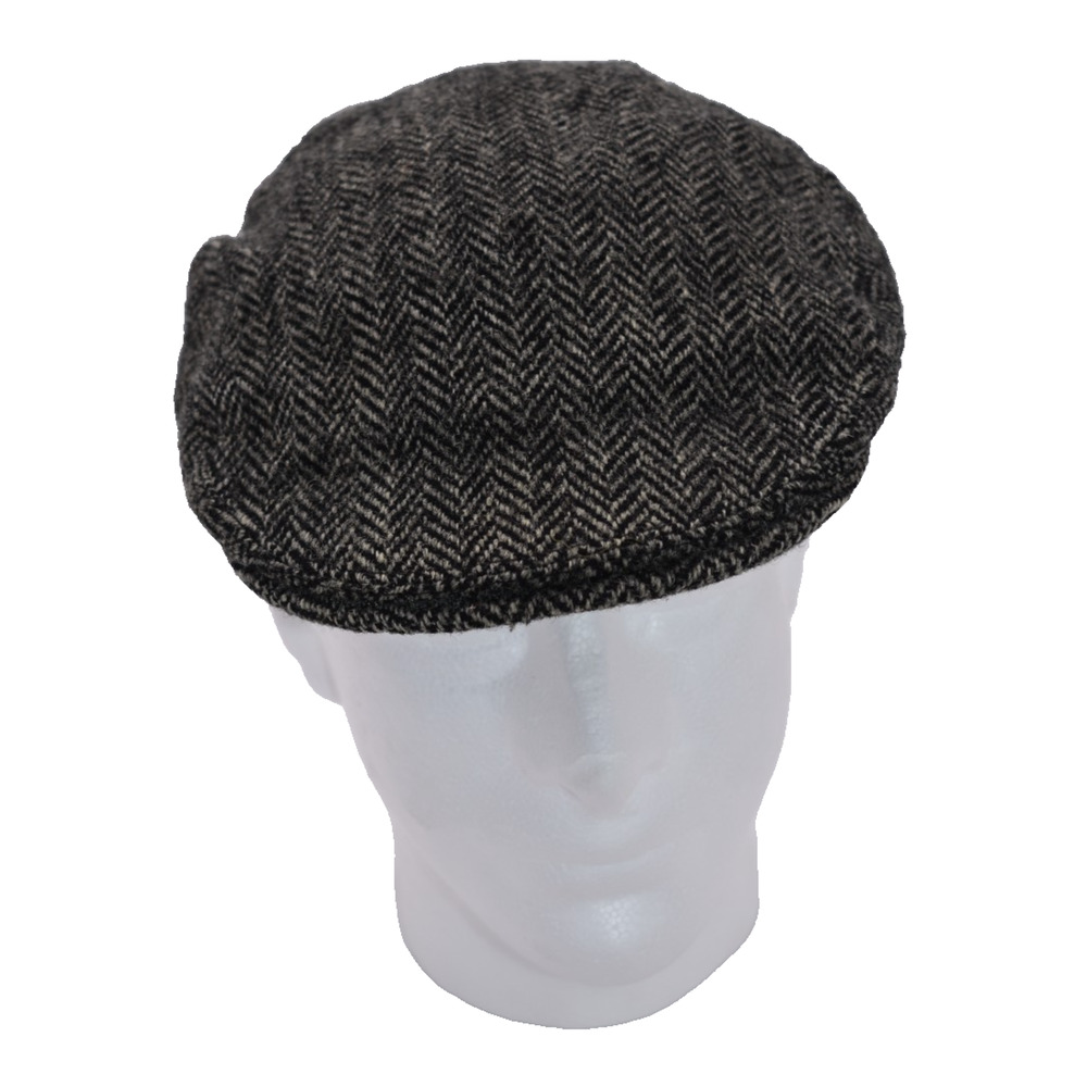 JONATHAN RICHARD Ireland Harris Tweed Gray Wool Herringbone Newsboy Hat US 7 3/8